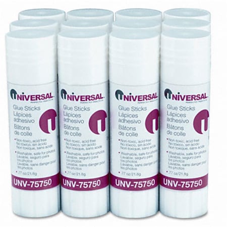 Universal Battery Universal Permanent Glue Stick .77oz Stick 12 Pack, 12PK 75750